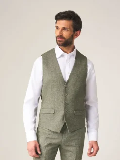 Skopes Green Jude Tweed Tailored Fit Suit Waistcoat