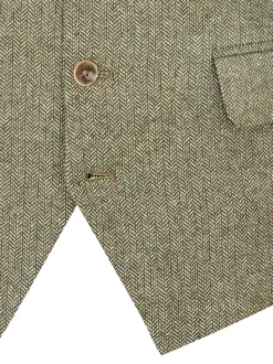 Skopes Green Jude Tweed Tailored Fit Suit Waistcoat