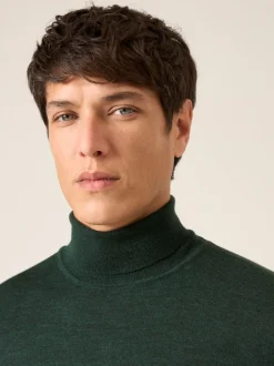 Skopes Green Russ Merino Blend Roll Neck Sweater