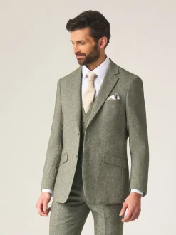 Skopes Green Single Breasted Jude Tweed Tailored Fit Suit Jacket