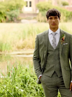 Skopes Green Single Breasted Jude Tweed Tailored Fit Suit Jacket