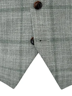 Skopes Green Tailored Fit Single Valetta Breasted Check Waistcoat