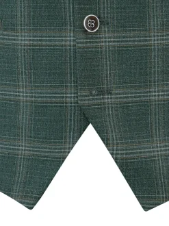 Skopes Green Tailored Fit Parker Single Breasted Check Suit Waistcoat