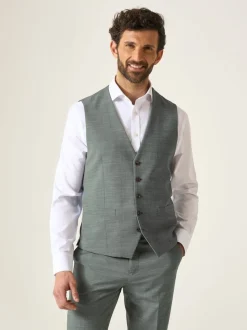 Skopes Green Tailored Fit Semi Plain Elio Suit Waistcoat