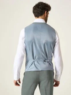 Skopes Green Tailored Fit Semi Plain Elio Suit Waistcoat