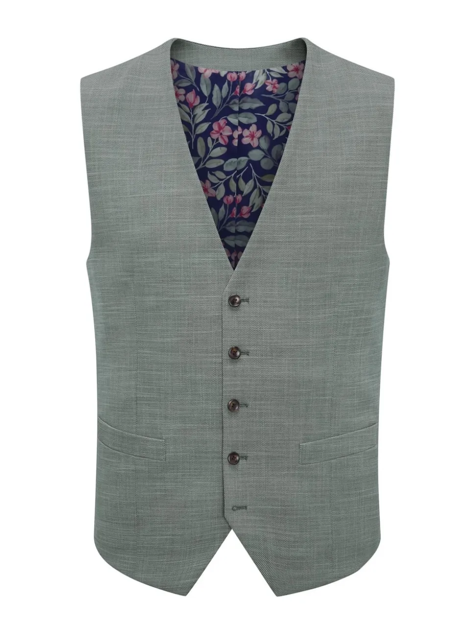 Skopes Green Tailored Fit Semi Plain Elio Suit Waistcoat