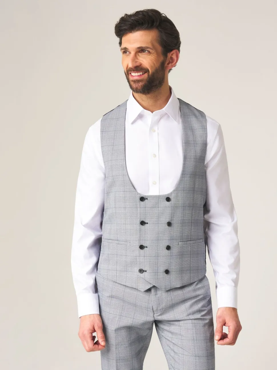 Skopes Grey Double Breasted Double Breasted Scoop Anello Suit Waistcoat