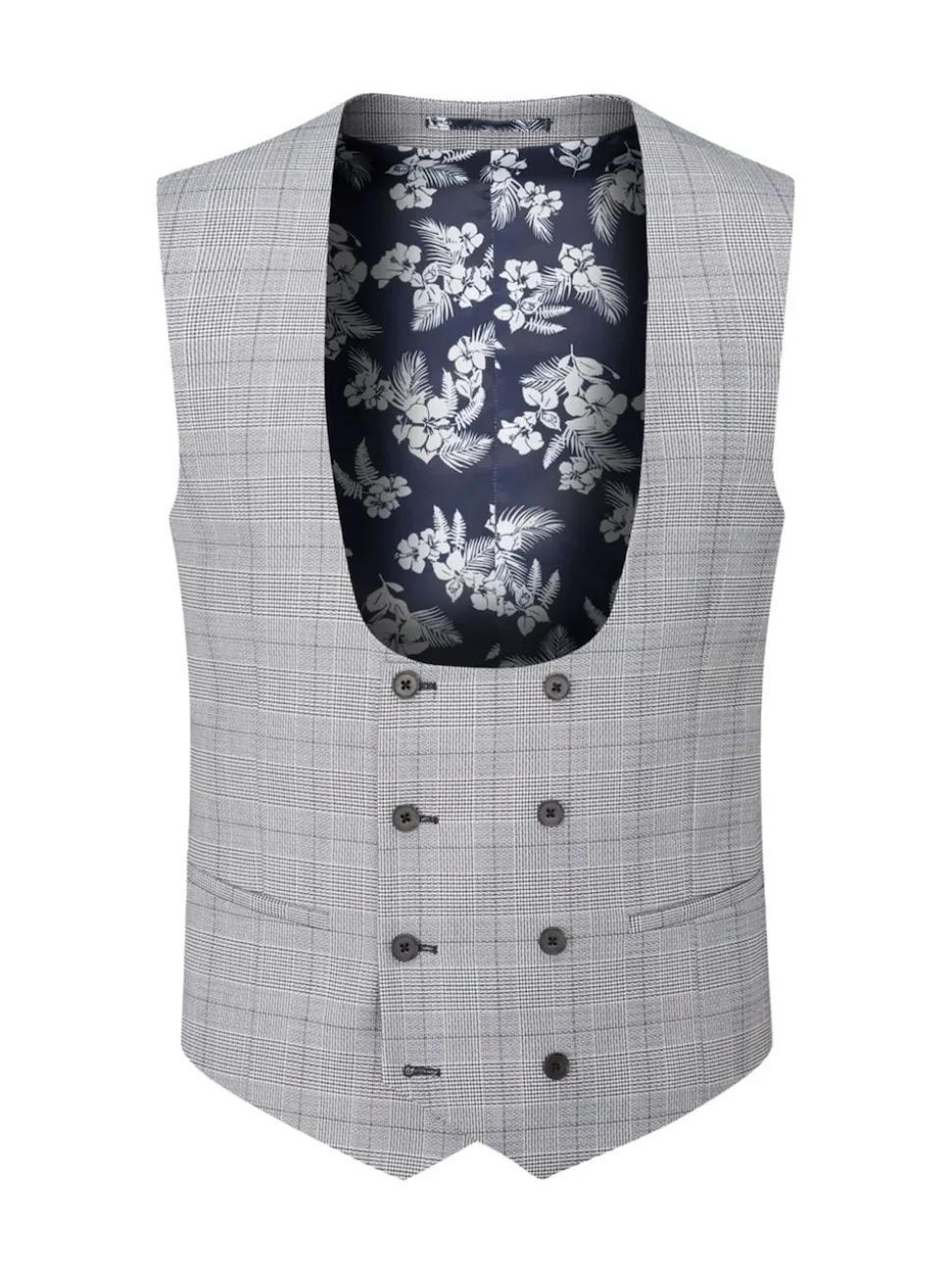 Skopes Grey Double Breasted Double Breasted Scoop Anello Suit Waistcoat