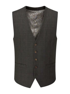 Skopes Grey Elijah Suit Check Waistcoat