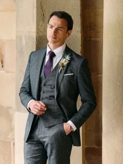 Skopes Grey Fox Tailored Fit Textured Suit Jacket
