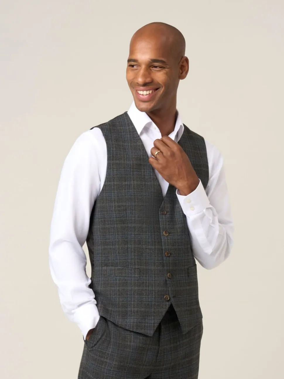 Skopes Grey Margrave Check Suit Waistcoat