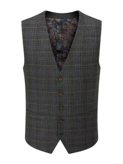 Skopes Grey Margrave Check Suit Waistcoat