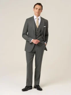Skopes Grey Single Breasted Cassius Tailored Fit Stripe Suit Jacket