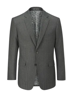 Skopes Grey Single Breasted Cassius Tailored Fit Stripe Suit Jacket