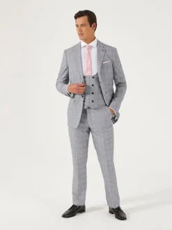 Skopes Grey Slim Fit Anello Check Suit Jacket