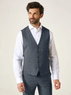Skopes Grey Tailored Fit Self Check Anthony Suit Waistcoat
