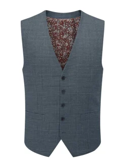 Skopes Grey Tailored Fit Self Check Anthony Suit Waistcoat