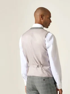 Skopes Grey Tailored Fit Single Breasted Dettori Check Suit Waistcoat