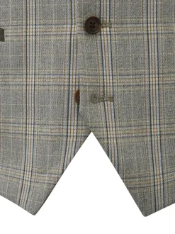 Skopes Grey Tailored Fit Single Breasted Dettori Check Suit Waistcoat