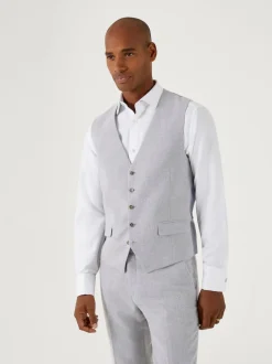 Skopes Light Grey Jude Tweed Tailored Fit Suit Waistcoat