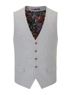 Skopes Light Grey Jude Tweed Tailored Fit Suit Waistcoat