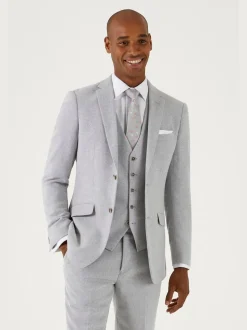 Skopes Light Grey Single Breasted Jude Tweed Tailored Fit Suit Jacket