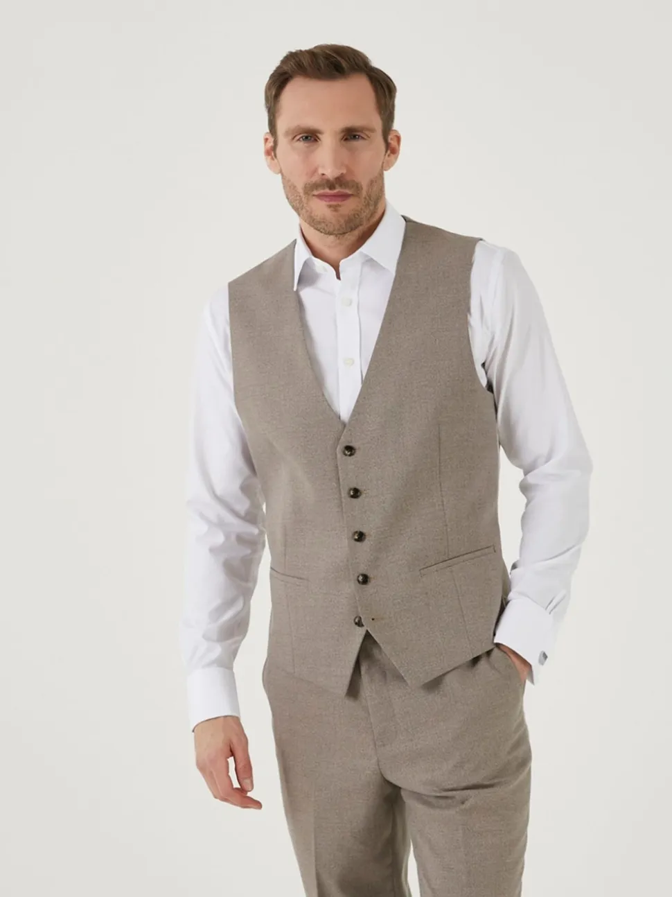 Skopes Natural Jodrell Marl Tweed Tailored Fit Suit Waistcoat
