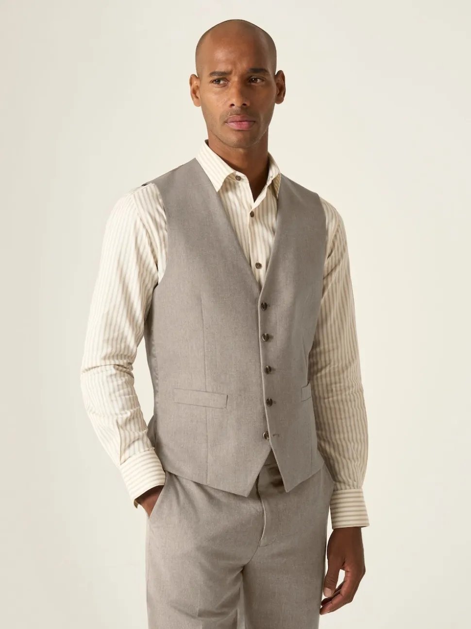 Skopes Natural Single Breasted Tailored Fit Calvados Linen Blend Suit Waistcoat