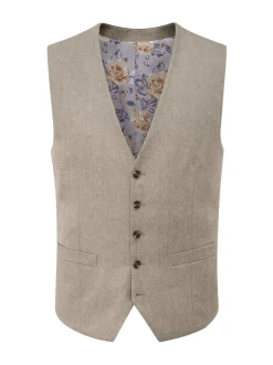 Skopes Natural Single Breasted Tailored Fit Calvados Linen Blend Suit Waistcoat