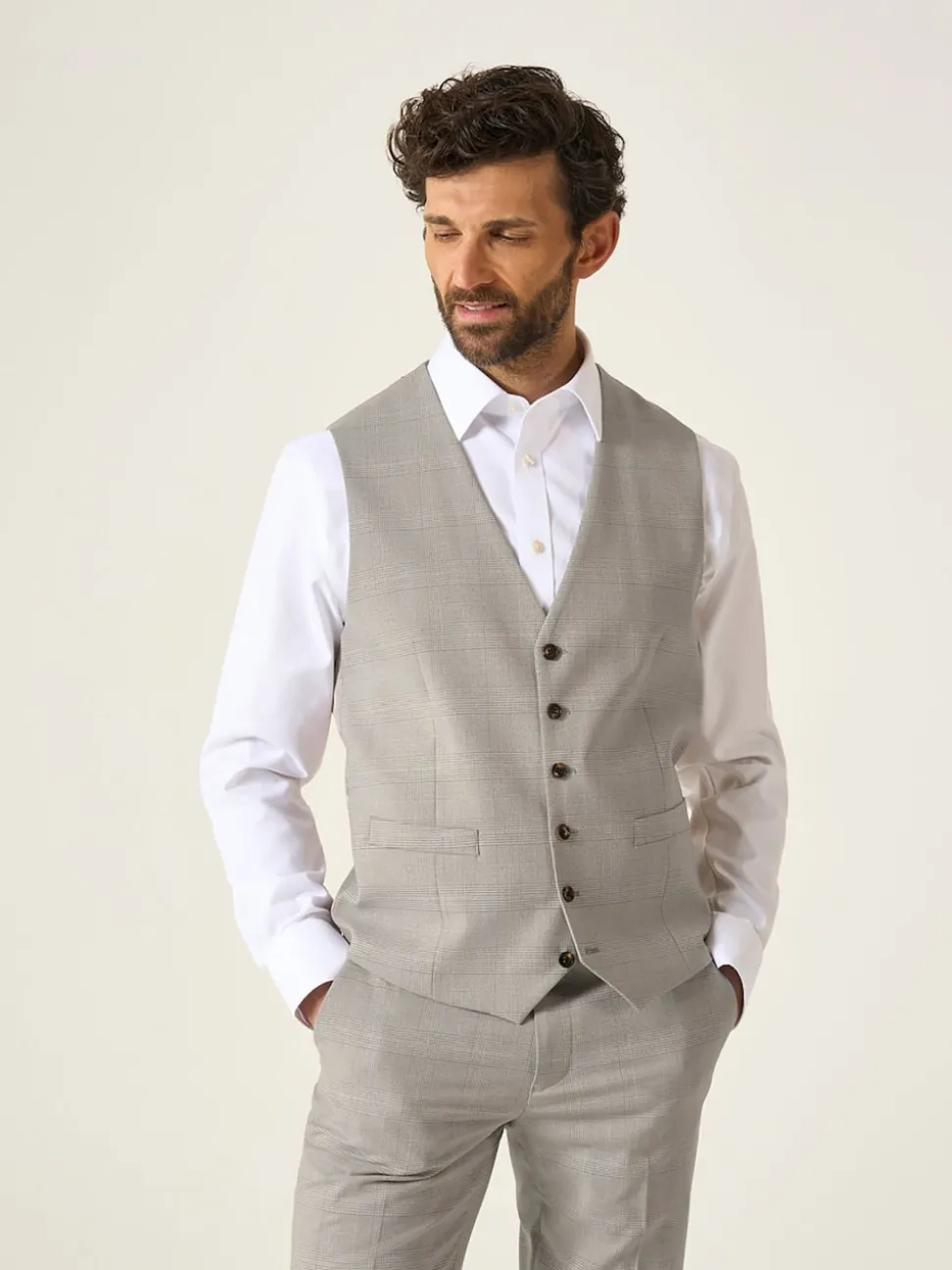Skopes Natural Tailored Fit Check Charlie Suit Waistcoat