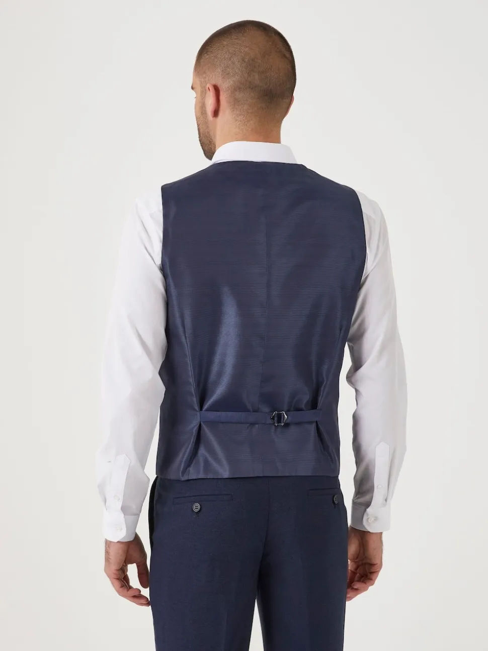 Skopes Navy Blue Double Breasted Harcourt Single Breasted Tailored Fit Suit Waistcoat