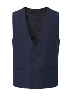 Skopes Navy Blue Double Breasted Harcourt Single Breasted Tailored Fit Suit Waistcoat