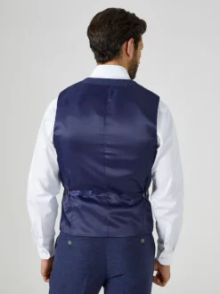 Skopes Navy Blue Jude Tweed Tailored Fit Suit Waistcoat