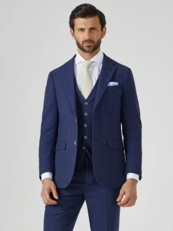 Skopes Navy Blue Single Breasted Jude Tweed Tailored Fit Suit Jacket