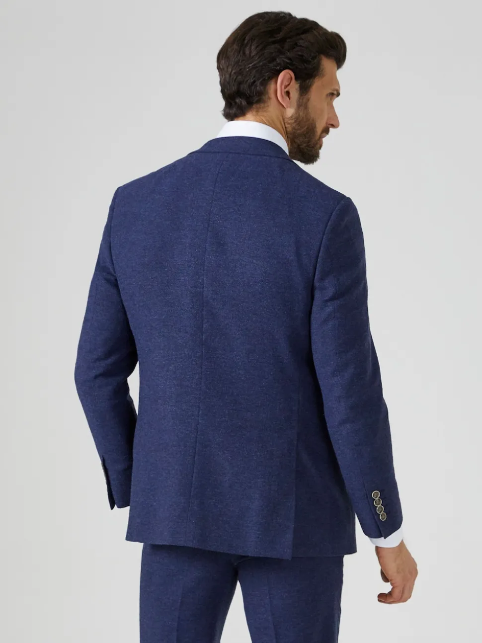 Skopes Navy Blue Single Breasted Jude Tweed Tailored Fit Suit Jacket