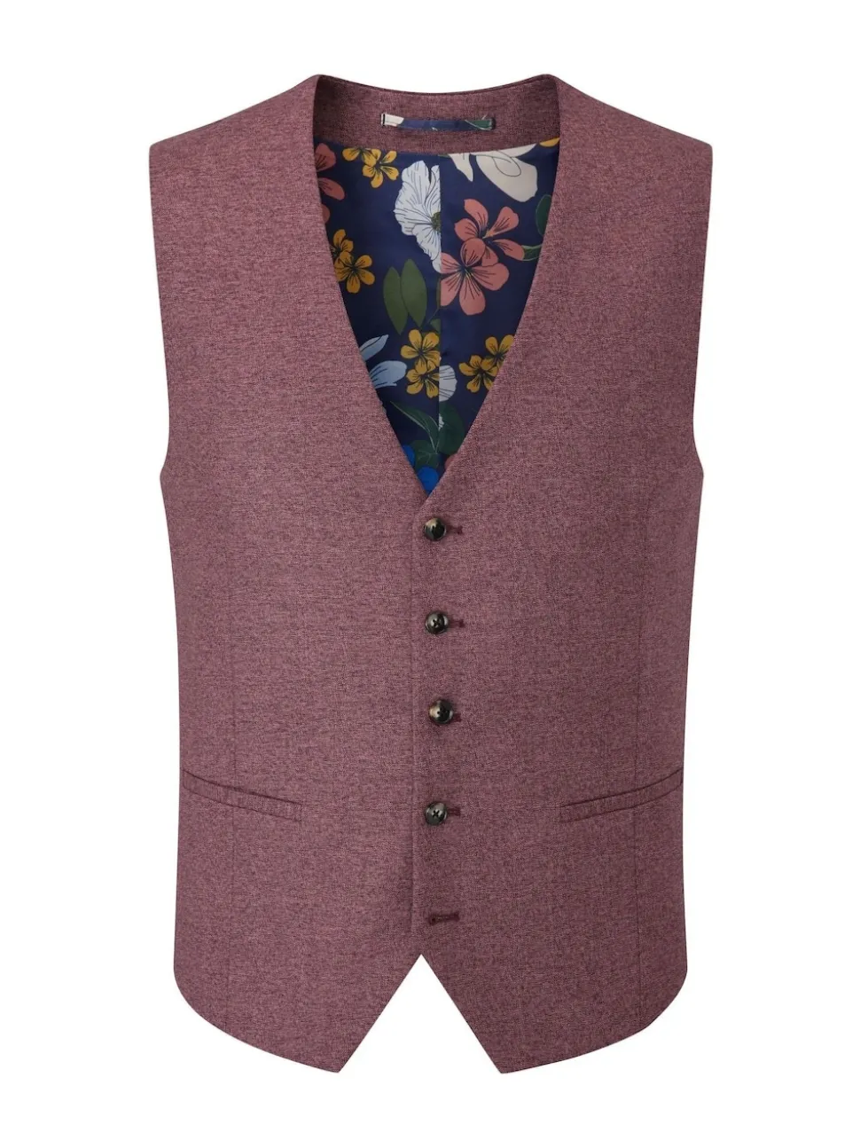 Skopes Red Single Breasted Jodrell Tweed Effect Suit Waistcoat