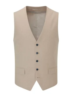 Skopes Stone Brown Tuscany Linen Blend Tailored Fit Suit Waistcoat