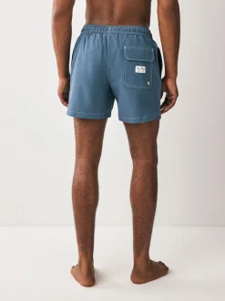 Slate Blue Contrast Stitch Swim Shorts