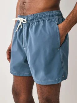 Slate Blue Contrast Stitch Swim Shorts