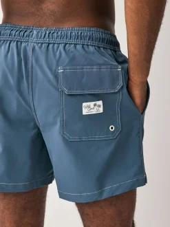 Slate Blue Contrast Stitch Swim Shorts