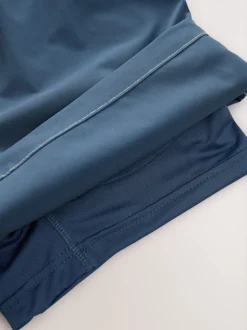Slate Blue Contrast Stitch Swim Shorts
