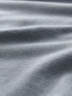 Slate Blue Slim Fit Cotton Rich Long Sleeve Knitted Polo Shirt