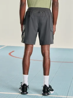 Slate Grey Active Cargo Gym Training Shorts