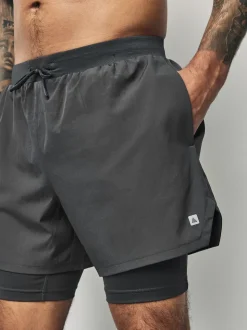 Slate Grey Active 2-In-1 Shorts