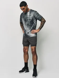 Slate Grey Active 2-In-1 Shorts