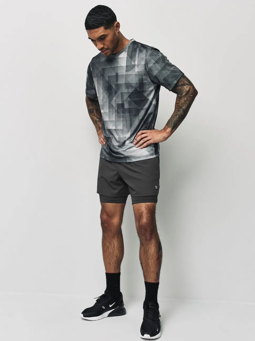 Slate Grey Active 2-In-1 Shorts