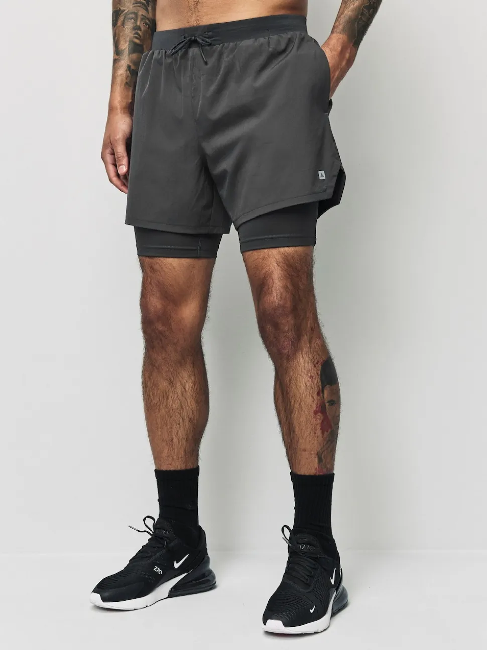 Slate Grey Active 2-In-1 Shorts