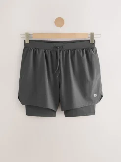 Slate Grey Active 2-In-1 Shorts