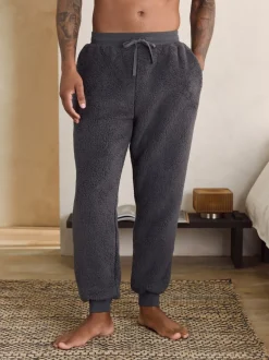Slate Grey Borg Fleece Cuffed Joggers