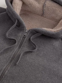 Slate Grey Brushed Borg Fleece Lined Hoodie